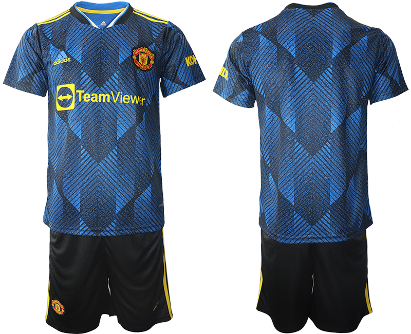 Men 2021-2022 Club Manchester United Second away blue blank Soccer Jersey->paris st german jersey->Soccer Club Jersey